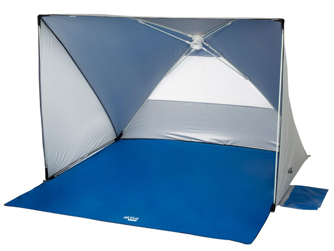 AKTIVE Tenda Corta-Vento e Tenda de Praia Pop-Up para 2 Pessoas Uv50 C/Chão