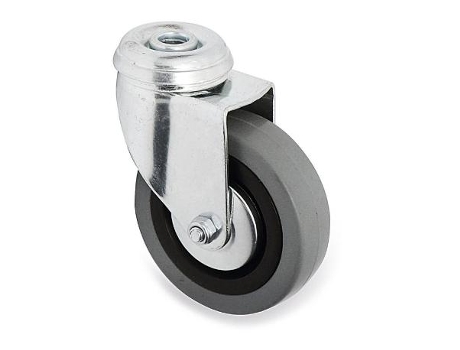 Rueda giratoria jade plus aro de goma ø80 tp zincado placas antihilo y doble hilera de bolas.