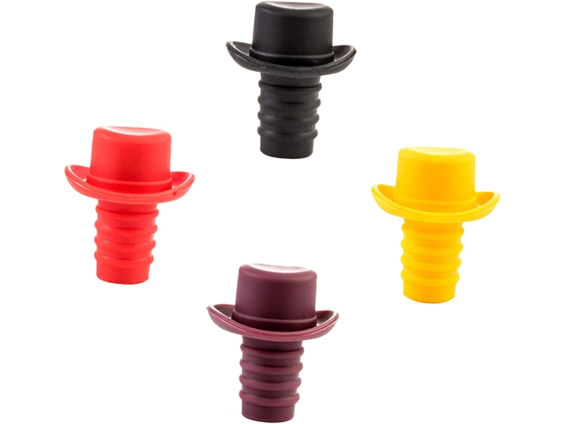 Conjunto De 4 Rolhas De Silicone Para Garrafas De Vinho