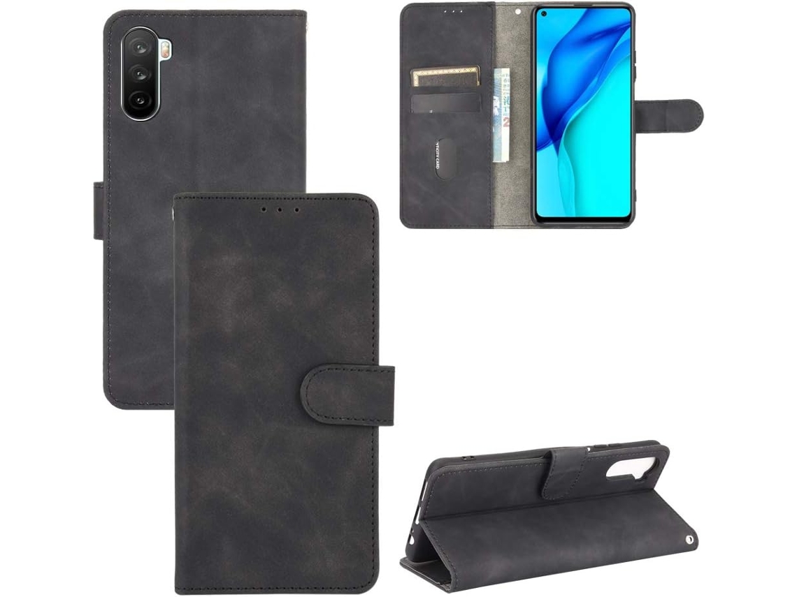 Capa Slot Fecho para Huawei Mate 40 Lite HONGWE. Magnética com Porta-Cartões Preto