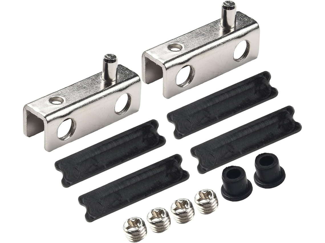 Conjunto De 2 Grampos Dobradiça Para Porta Vitrine Vidro, Com Acabamento Niquelado E Cromado Preto, Acessórios Para