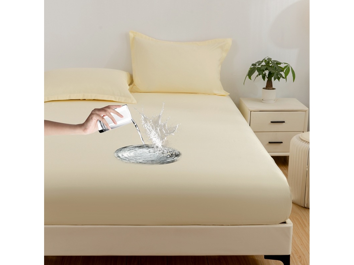 Protetor De Colchão Impermeável Czhhmart 100cmx200cm (com Par De Fronhas) Amarelo