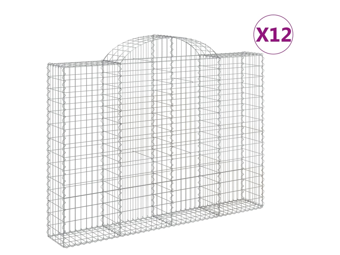 Gabion Basket, Gabion Baskets Vidaxl Prateado Ferro (200 X 30 X 140/160 Cm)