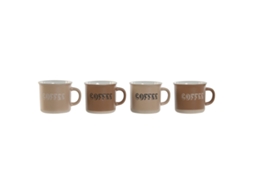 Conjunto de Chávenas de Café HOME ESPRIT Castanho Grés 4 Peças 180 Ml