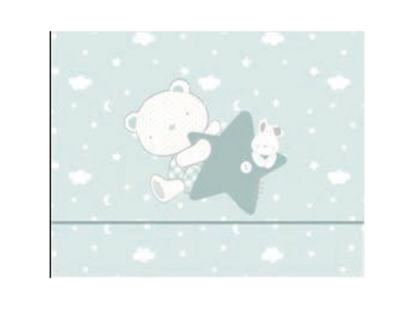 Jogo de Lençóis p/ Mini Berço  3 Peças 50x80 Urso Estrela Branco/Azul