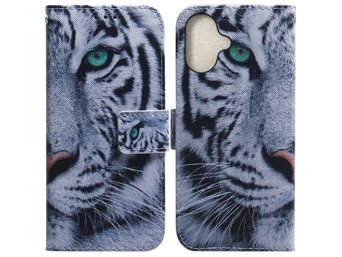 Capa Em Couro Pu Para Apple Iphone 16 - Tigre