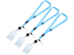 Conjunto De 3 Porta Crachás Em Pvc Com Clipe Retrátil E Cordão Ajustável, Ideal Escritório E Eventos Durável E