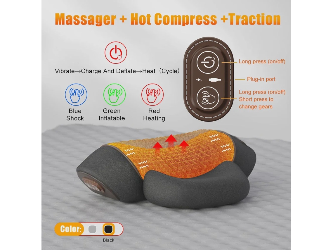 Almofada Cervical Elétrica Massageadora com Aquecimento, Alongamento do Pescoço AQUAFORGE