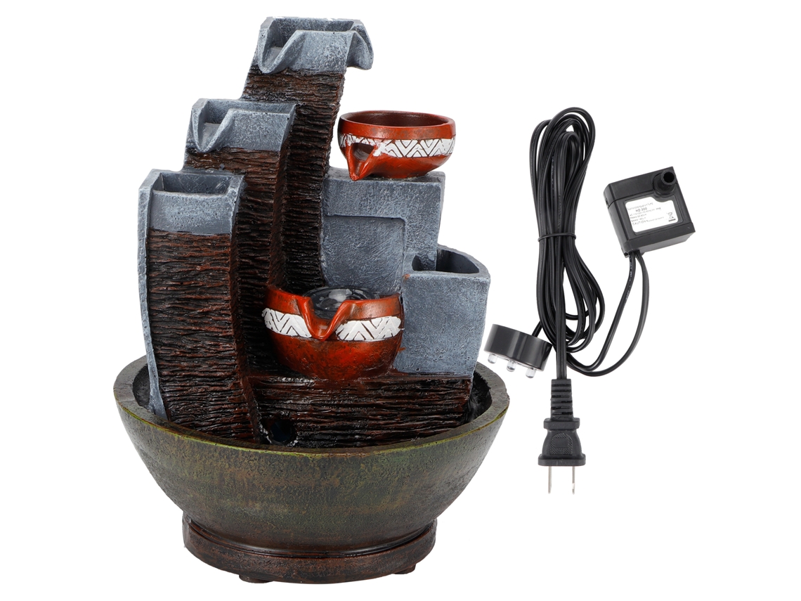 Fonte de Água de Mesa em Resina, Decoração de Mesa, Iluminação Led, Compatível com Tomada US 110 120V LAXISCREED