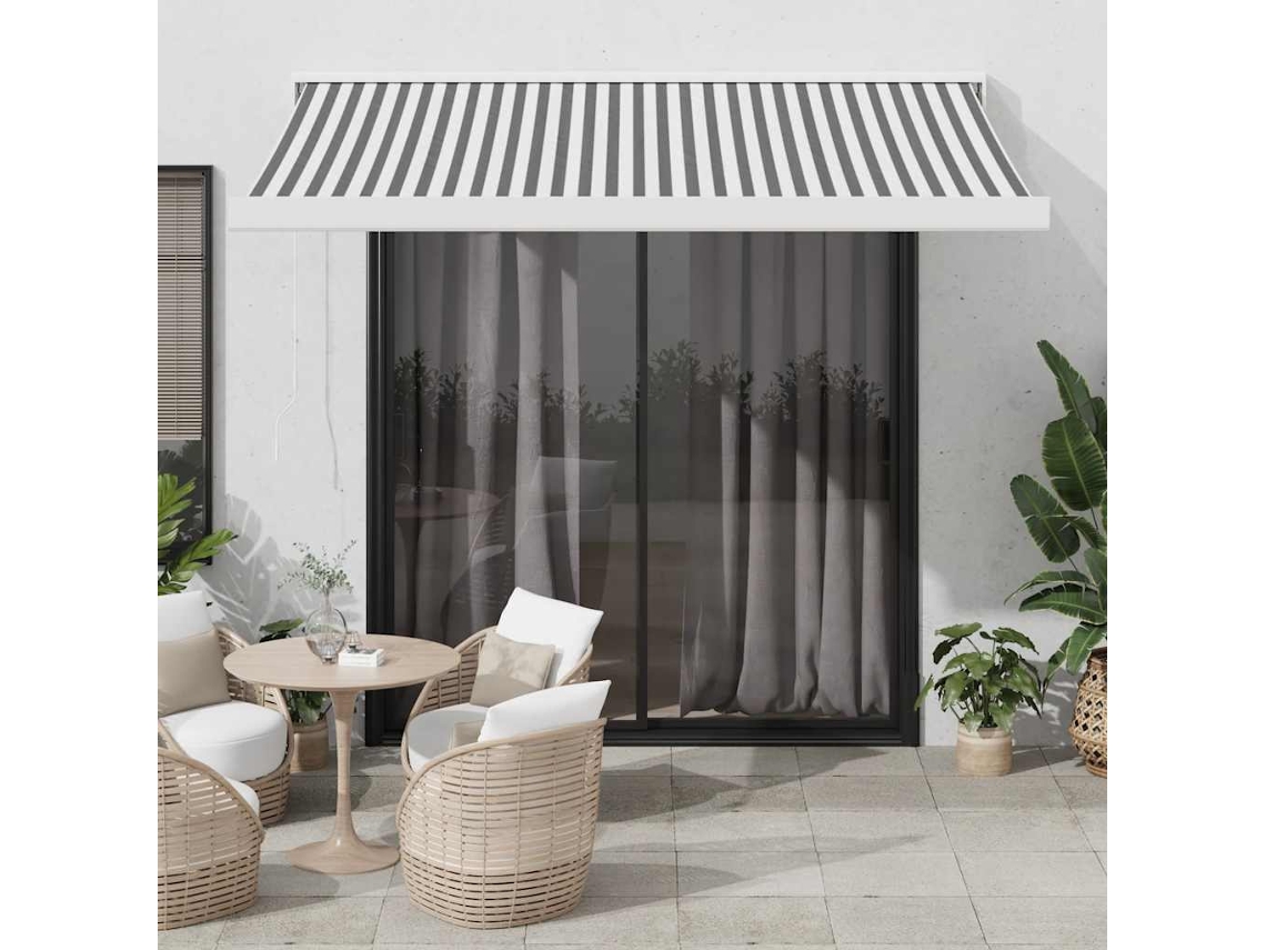Vidaxl Toldo Retrátil 3,5x2,5 M Tecido E Alumínio Antracite E Branco