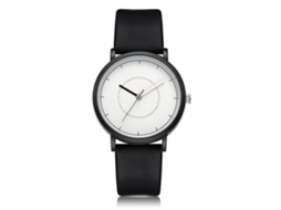 Reloj Analógico De Cuarzo Para Hombre Con Correa Negra Y Esfera Blanca