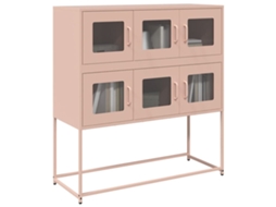 Vidaxl Aparador 100,5x39x107 Cm Aço Laminado A Frio Rosa