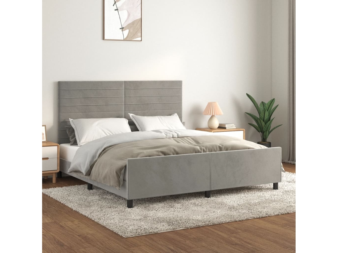Vidaxl Estrutura De Cama Sem Colchão 160x200 Cm Veludo Cinzento-claro