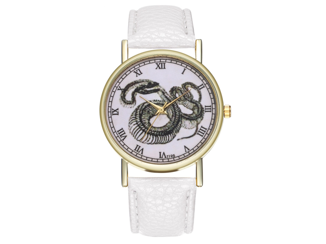 Reloj De Mujer Zhoulianfa T195-a Cuero Quartzo Animales Simbólicos Blanco