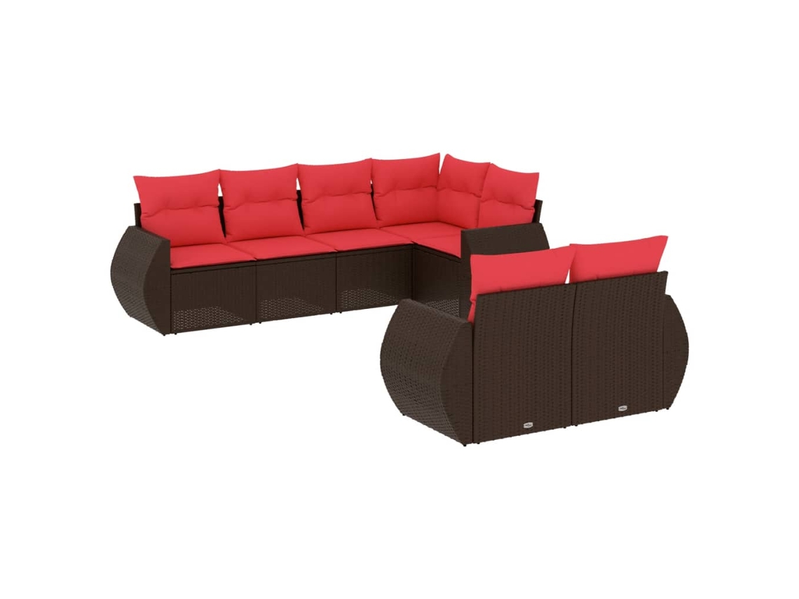 Conjunto de Sofá de Jardim, 7 Peças, Almofadas, Rattan Preto MAISON EXCLUSIVE
