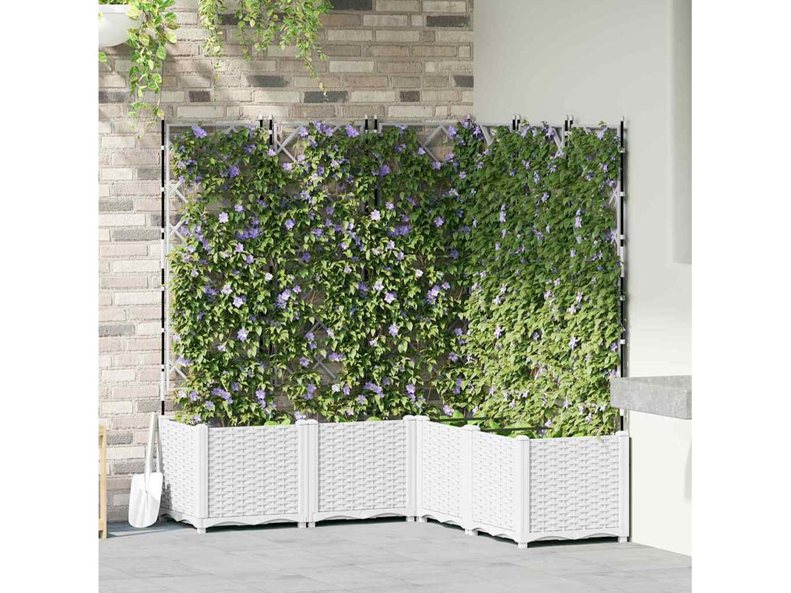 Vidaxl Vaso De Jardim 5 Unid. Branco 120 X 120 X 143 Cm Pp