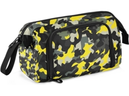 Estojo Portátil Feminino Estampa Camuflada Preta e Amarela 24 X 9,5 15 Cm Durável Resistente