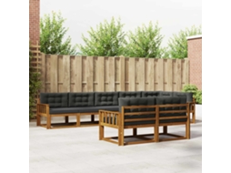 Vidaxl Conjunto De Sofás Para Exterior 8 Unid. Natural E Antracite