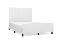 Estrutura de Cama com Cabeceira em Couro Artificial 140x190 Cm Branco MAISON EXCLUSIVE