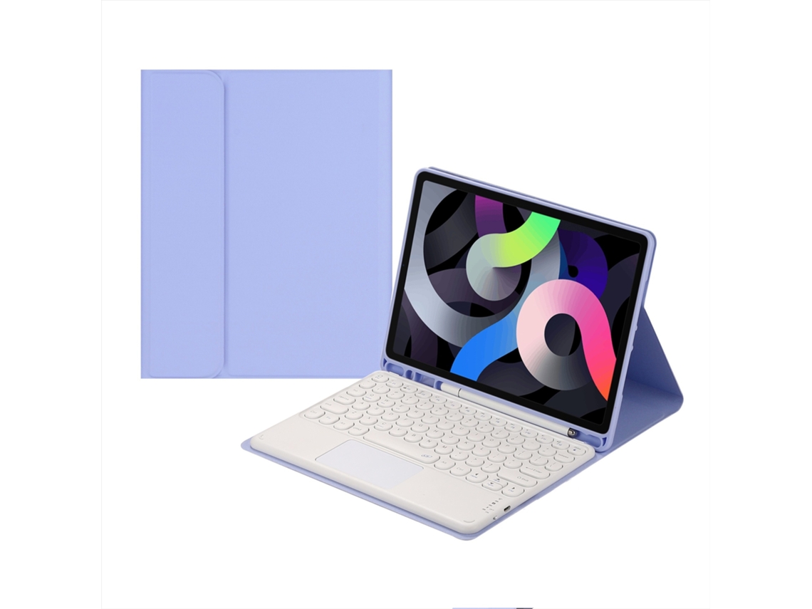 Lurelia Capa Com Teclado Bluetooth Para Ipad 11th Gen Tampa Redonda Com Touchpad, Layout Pt, Roxo E Branco (2025)