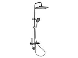 Coluna de Duche Termostática Led Gunmetal 4 em 1 com Misturadora Piano, Chuveiro 31x20 Cm e Bica para Banheira YCONE