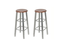 Vidaxl Bancos De Bar 2 Pcs Metal Com Assento Mdf