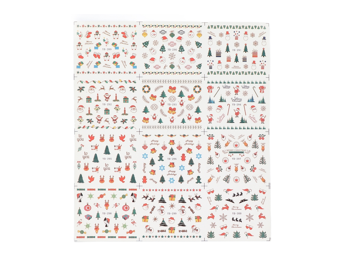 Adesivos de unha natalinos seguros e fofos, decalques de nail art removíveis para o Natal.