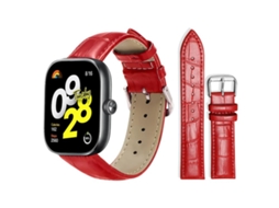 Bracelete Para Xiaomi Band 9 Pro / Redmi Watch 6 / 5 - Couro - Fivela De Pino - Textura De Bambu Vermelha