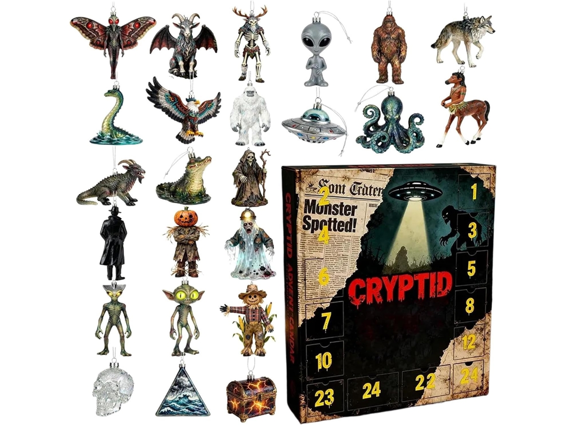 Calendário Do Advento De Criaturas Míticas- 28 X 16 X 3 Cm, Figuras Acrílicas 2d De, Enfeites Colecionáveis