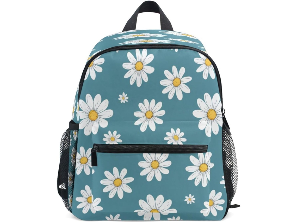 Mochila Infantil, Escolar, Bolsa De Viagem, Com Estampa Margaridas Brancas Pequenas Para Meninas,