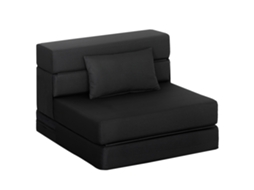 Sofá Cama Dobrável 1 Lugar, com Almofada, até 120 Kg, Preto | S/MARCA