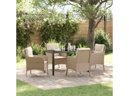 Vidaxl Conjunto De Jantar Para Jardim 5 Unid. Bege Vime Pe