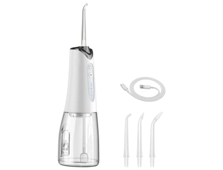 Irrigador oral elétrico portátil Baykar, de longa duração e limpeza profunda, com 5 modos, 300 ml, branco