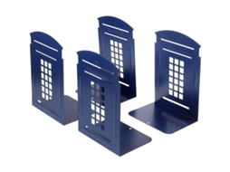 Apoiar Bibliotecas De Metal Estilo Britânico Para Estanterías, Antideslizantes, 7.8x5.5x3.9 Polegadas, Decoração De Cabina Telefónica Azul