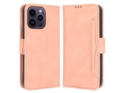 Capa Para Iphone 15 Pro Pele Sintética Com Porta-cartões Rosa