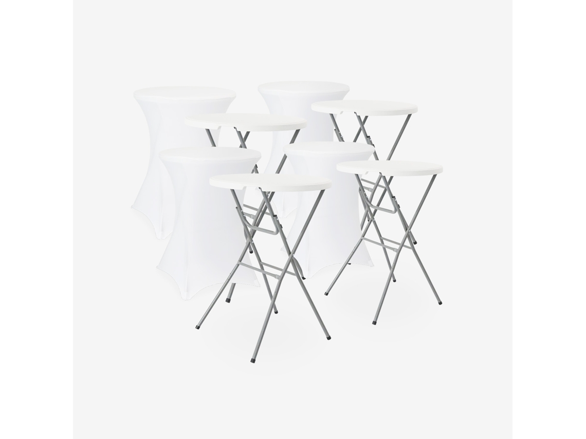 Mesa De Recepção Dobrável De Aço Com Capa De Proteção, Conjunto De 4, Branco Sweeek
