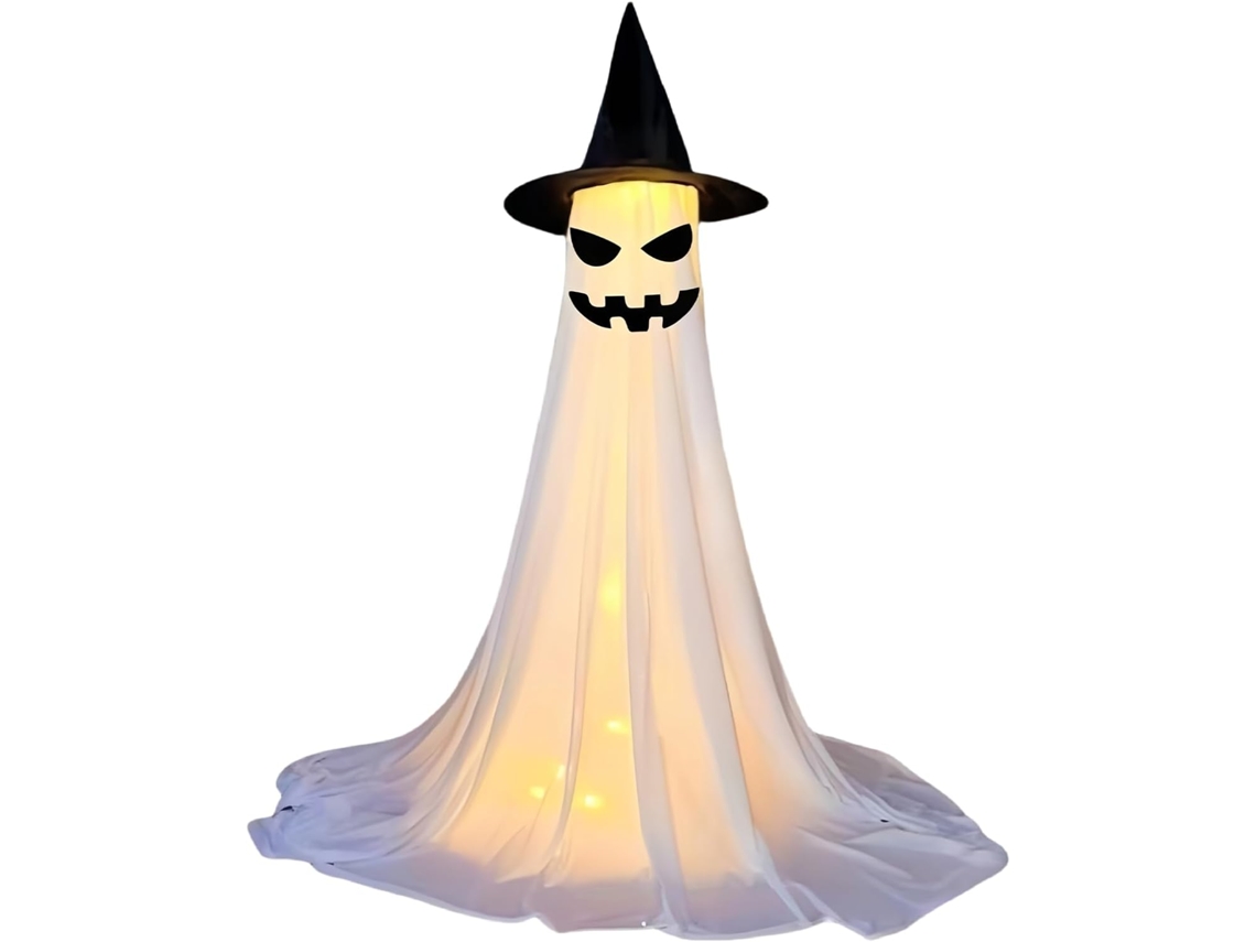 Decoração De Fantasma Assustador Iluminado Para O Halloween | Enfeites Góticos Para Portas