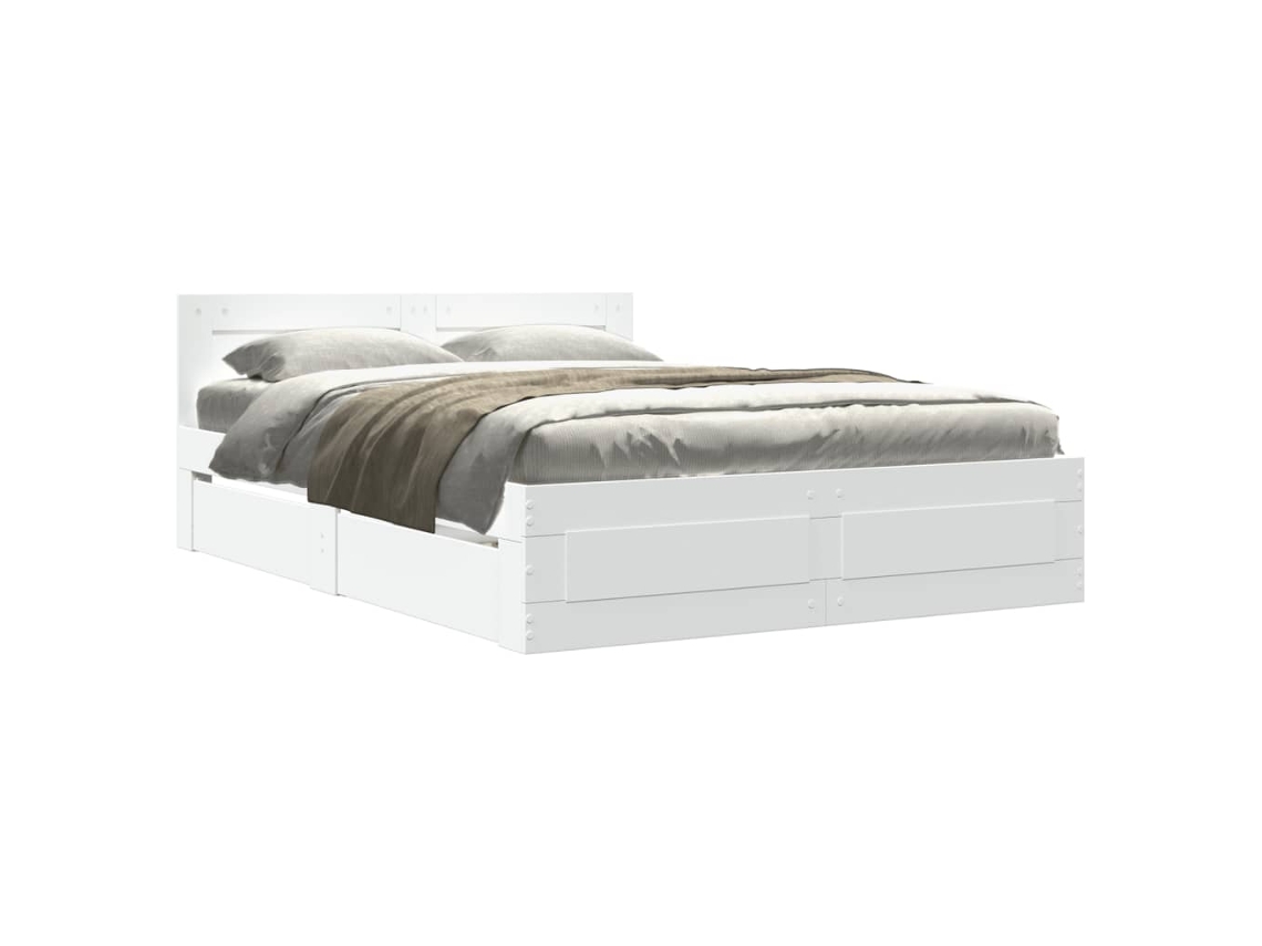 Bed Frame, Bed Frames Vidaxl Branco Madeira Processada (140 X 200 Cm)