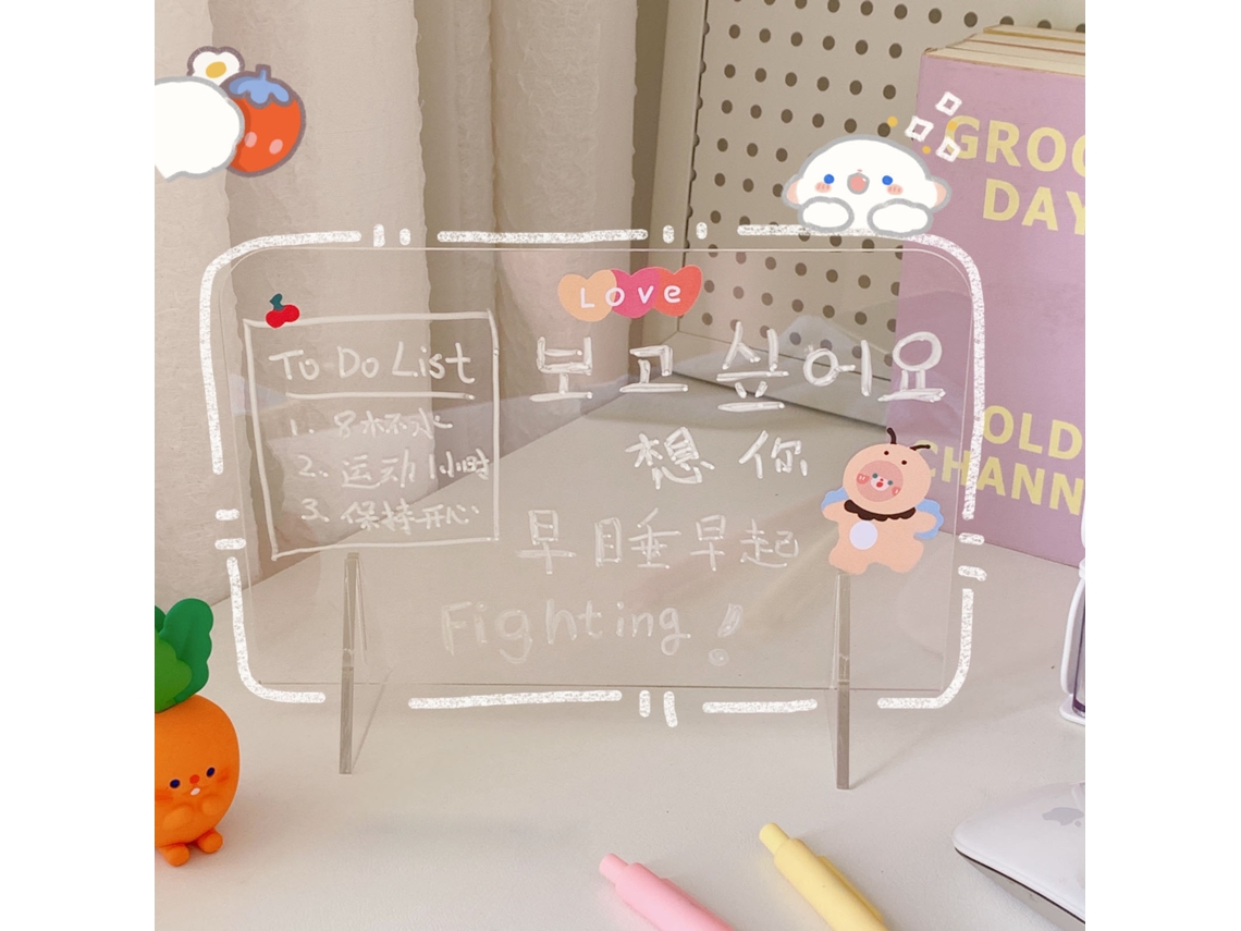 Quadro De Apagamento A Seco Acrílico Criativo Transparente Apagável Portátil De Mesa Memo Tablet Para Agendas De Escritório 30x20cm/11,8x7,9 Pol. Memo