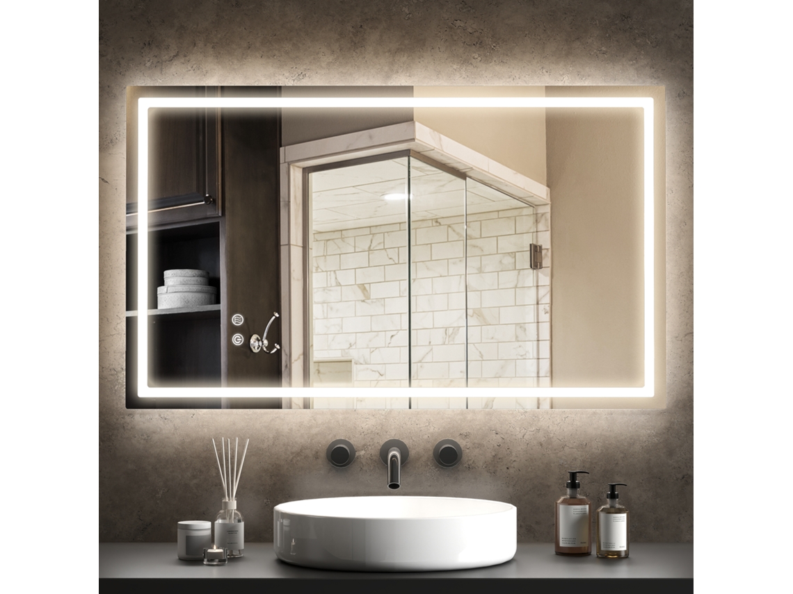 Led Bathroom Mirror, Adjustable Brightness. Anti-fog Function, Waterproof