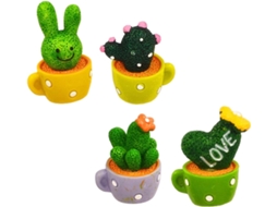 Pretyzoom Conjunto De 4 Ímãs Geladeira Em Resina Com Cactos E Suculentas