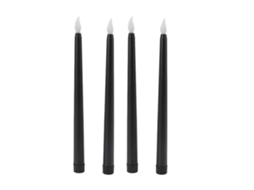 4 Velas Led Cone Sem Chama Segura Ambiental Luz Quente Elétrica Preta