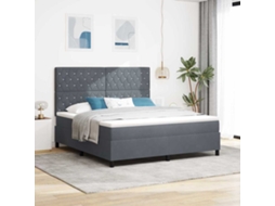Vidaxl Cama Box Spring Led Cinza Escuro 180 X 200 Cm Veludo