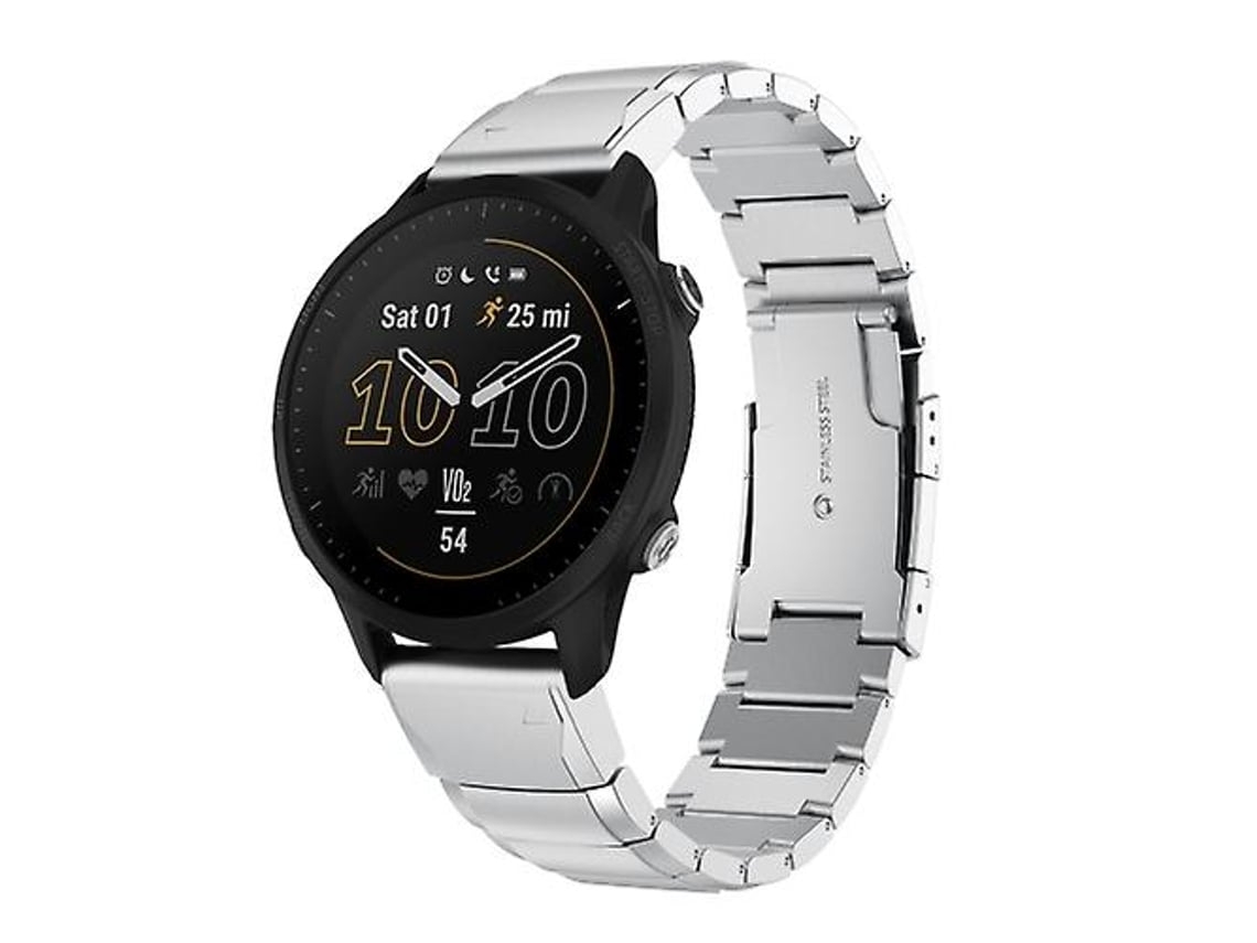 Garmin Forerunner 955 Pulseira De Aço Inoxidável 22 Mm Em Formato Casco Tartaruga Prateada.