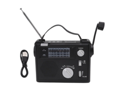Rádio de Manivela Manual Am Fm Sw Multibanda com Luz Led e Reprodução Mp3 para Emergências | S/MARCA