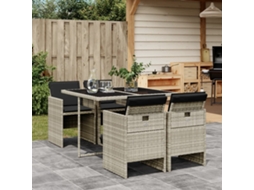 5 Pcs Conjunto De Jantar P/ Jardim C/ Almofadões Cinza Claro Dkd Home Decor