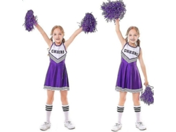 2026-traje De Torcedora Para Meninas Festa Escolar Halloween Fantasia Musical Qou Com 2 Bolas De Pelo 150 Cm Morado