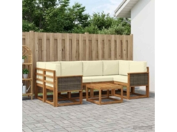 Vidaxl Conjunto De Sofás Para Exterior 5 Pcs Natural E Creme