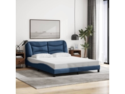 Estrutura De Cama Com Led Sem Colchão 160x200 Cm Tecido Azul