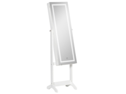 Espelho Joalheiro de Pé Mdf e Vidro Cor Branco 46x36.5x151.5 cm Homcom